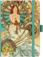 Notes A5 Premium 120g - Alfons Mucha 2027 - te�ky - Tyrkysov�