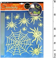 Samolepc dekorace 10047 pavouci svtc ve tm, 38x30cm