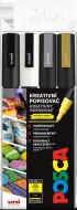 Sada popisova Posca, 4 ks, ern,bl,zlat,stbr. PC-3M