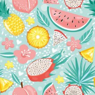 Ubrousky celoron Pastel Exotic Fruits on Light Blue, 33 x 33 cm