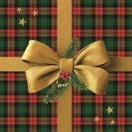 Ubrousky DAISY L (20ks) Gold Bow on Christmas Check