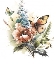 Ubrousky MAKI L (20ks) Butterfly and Floral Watercolour Illustration