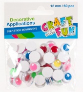 Dekorace samolepc oi barevn 15mm 60ks - zvtit obrzek