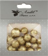 Kuliky zlat polystyrnov glitrov 12x1,5 cm a 6x2 cm, 18 ks 