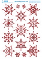 Okenn folie Hvzdiky erven s glitry 8311-RG