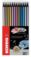 Trojhrann� pastelky Metallic 3 mm - 12 ks - zv�t�it obr�zek