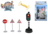 Dopravn� set - plastov� semafor sv�t�c� + 3 dopravn� zna�ky