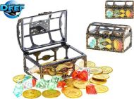 Truhla s pokladem se zlatmi mincemi a diamanty, set 50ks