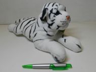 Tygr b�l� ply�ov�, le��c�, 20 cm