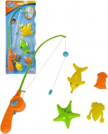Hra Chytn rybiek set prut magnetick 37cm + 4 rybky plast na karta - zvtit obrzek