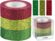 Pska 1,5cm x 3m Glitr zelen/erven 3 ks