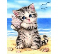 Diamantov obrzek 15 x 20 cm - Kot s mul - zvtit obrzek