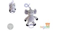 BABYTED Slon natahovac� hrac� strojek ply� 30cm s klipem na post�lku/ko��rek, 0m+ 
