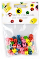 Korlky s psmenky devn barevn, 60 kus - zvtit obrzek