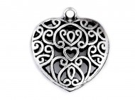 Pvsek srdce 30x30 mm platina s patinou, 30 ks - zvtit obrzek