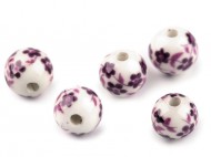 Porcelnov korlky s kvty 8 mm