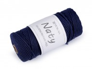 Bavlnn pletac pze macrame Naty 3 mm rozesvac - 16 modr tmav, 1 ks