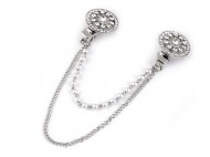 Spona dragoun s brouenmi kamnky a perlami - 1 crystal platina, 1 ks