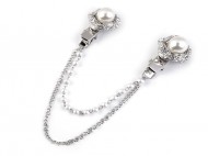 Spona dragoun s brouenmi kamnky a perlami - 2 crystal platina, 1 ks