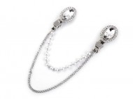 Spona dragoun s brouenmi kamnky a perlami - 3 crystal platina, 1 ks