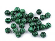 Malachit syntetick, minerln korlky 8 mm malachit, 48 ks - zvtit obrzek