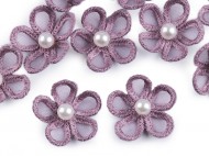 Monofilov kvt s perlou 2,5 cm - 4 lila, 10 ks