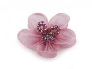 Organzov kvt s brouenmi korlky k nait a nalepen 4,5 cm - 3 (4) starorov, 2 ks