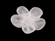 Organzov kvt s brouenmi korlky k nait a nalepen 4,5 cm - 2 (1) bl, 2 ks