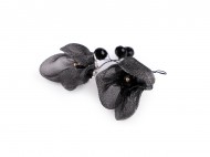 Kvt na drtku s brouenmi korlky hand made - 9 antracit, 4 ks