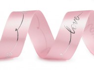 Satnov stuha s metalickm potiskem Love e 26 mm 3 rov sv. stbrn, 13.5 m - zvtit obrzek