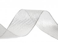 Stuha s lurexem a drtem e 40 mm - 802 stbrn, 25 m