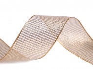 Stuha s lurexem a drtem e 40 mm - 801 zlat sv., 25 m