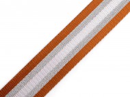 Hladk oboustrann popruh s lurexem e 38 mm - 6 hnd koak stbrn, 1 m