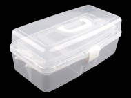 Velk plastov box / kufk rozkldac transparent off white, 1 ks - zvtit obrzek