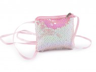 Dv kabelka / pouzdro na krk s flitry 11x10 cm 1 rov nejsv. bl, 1 ks - zvtit obrzek