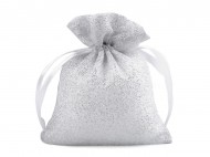 Drkov pytlk 10x13 cm organza s glitry 1 stbrn svtl, 10 ks - zvtit obrzek