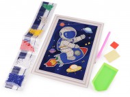 Diamantov malovn, kreativn sada 17,5x23,5 cm 4 bl kosmonaut, 1 sada - zvtit obrzek