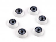 Plastov oi k nalepen 12 mm - 2 modr popelav, 30 ks