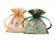 Drkov pytlk zlat vtviky / strom 10x13 cm organza